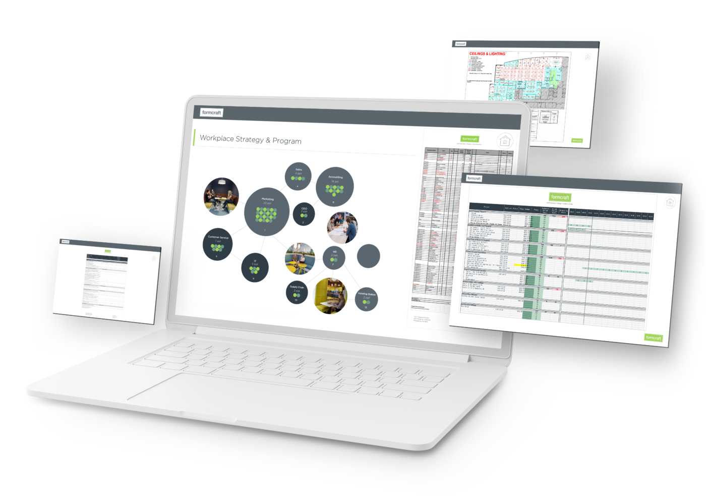 laptop with dashboards and plans | Formcraft